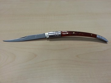 coltello stiletto modello spagnolo misura grande in acciaio e legno ciliegio